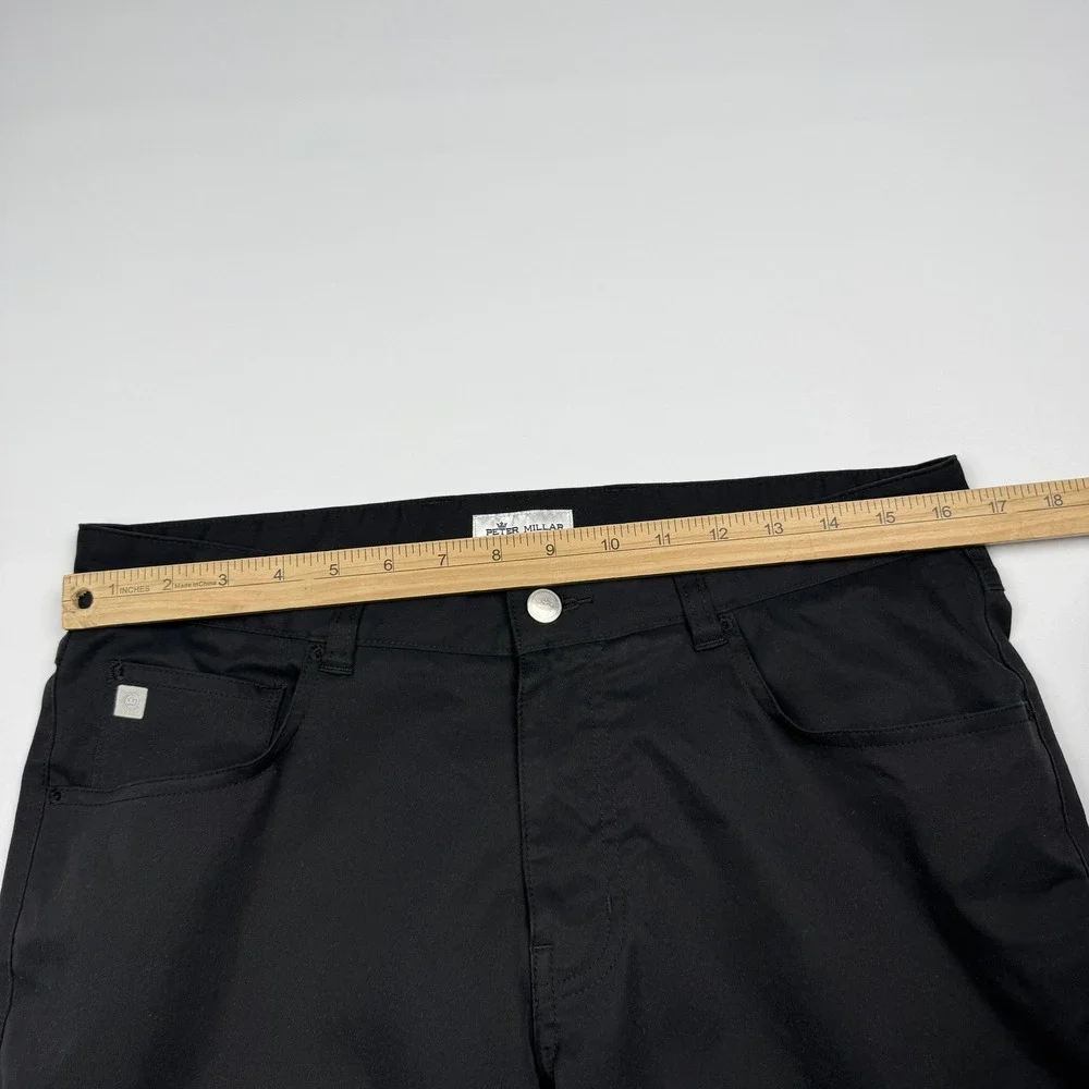 Peter Millar Pants Mens 32x30 Black Polyester Microfiber Chino 5 Pocket Casual